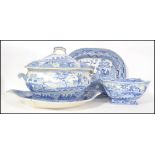 A group of 19th century blue and white ceramics to