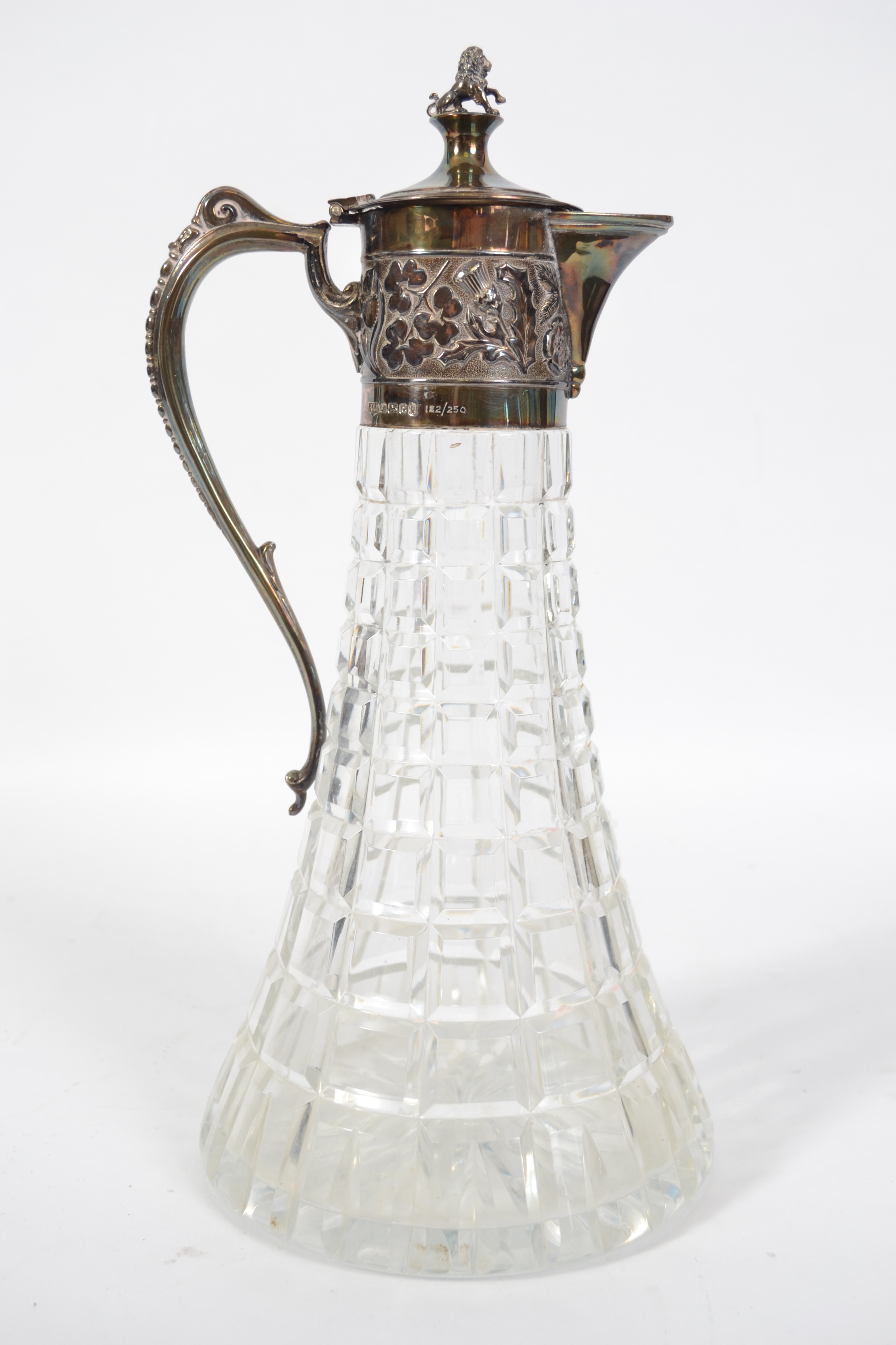 A silver hallmarked continental mounted cut glass