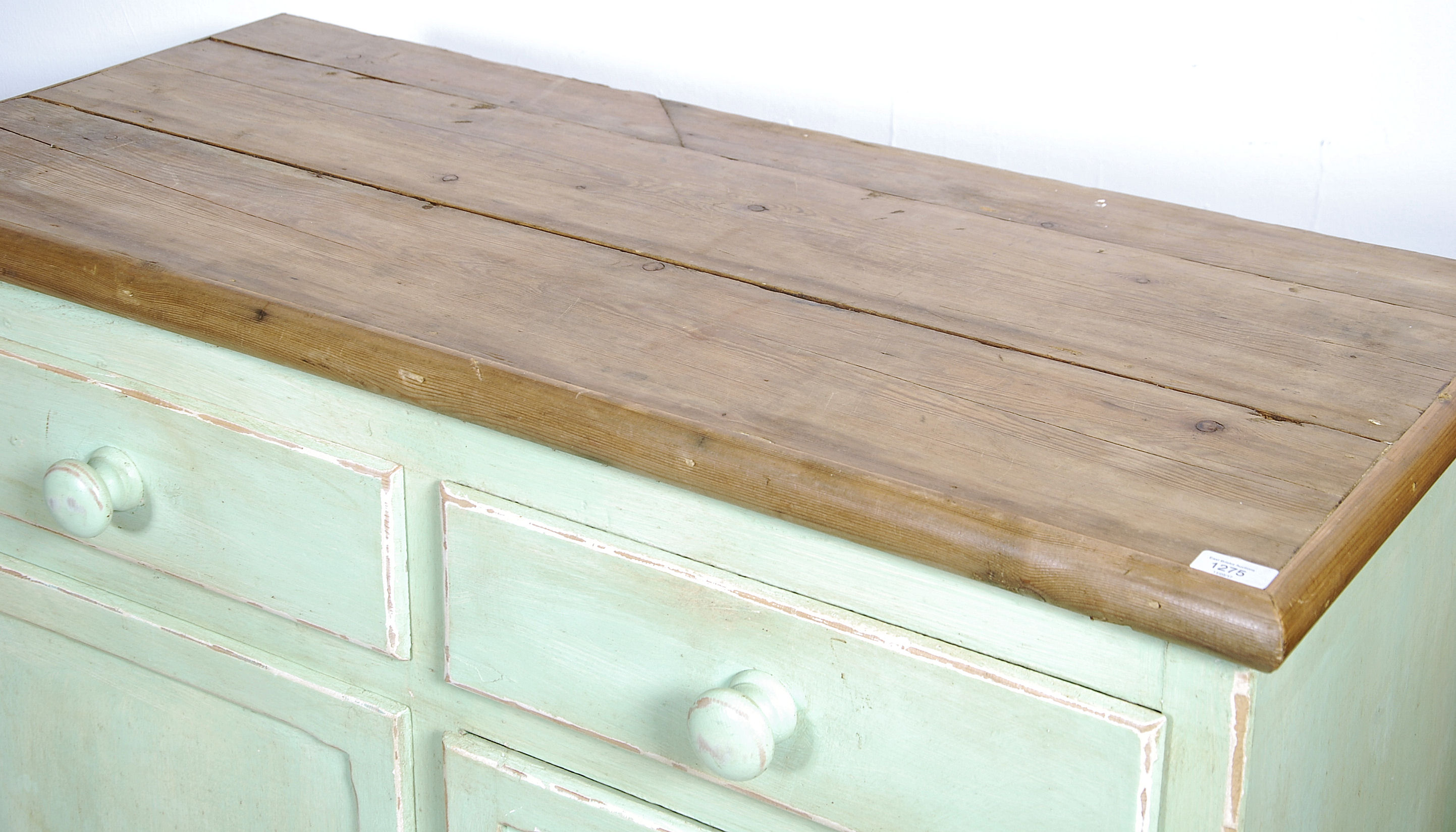 An early 20th century pine scrubbed top cupboard. - Image 2 of 4