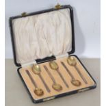 A silver hallmarked cased set of teaspoons complet