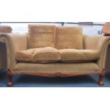 A good antique style sofa settee raised on claw an