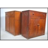 A pair of Edwardian country pitch pine sideboard c