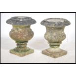 A pair of 20th century marble and stone campana ur