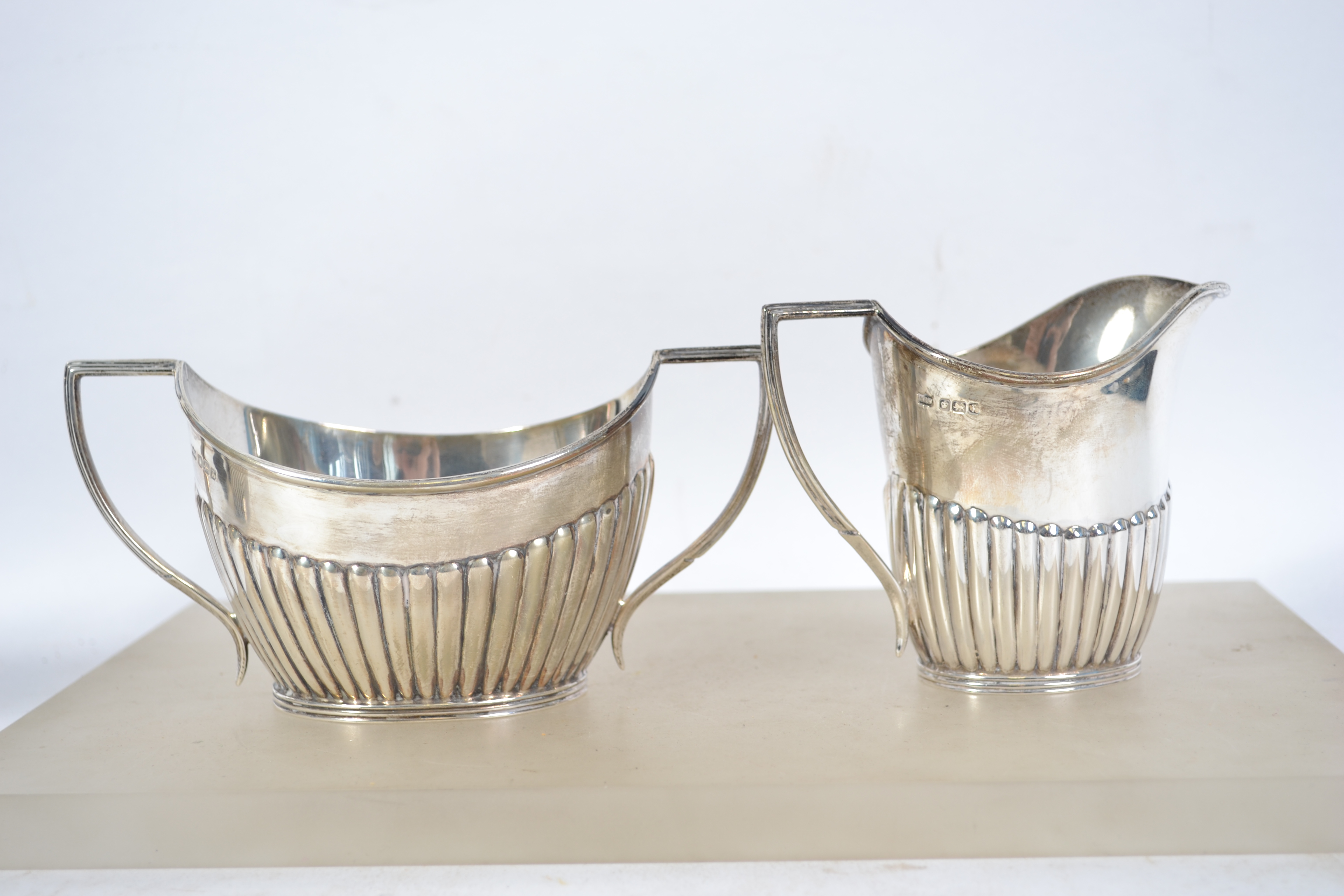 A Mappin & Webb silver hallmarked 3 piece tea set - Image 8 of 11