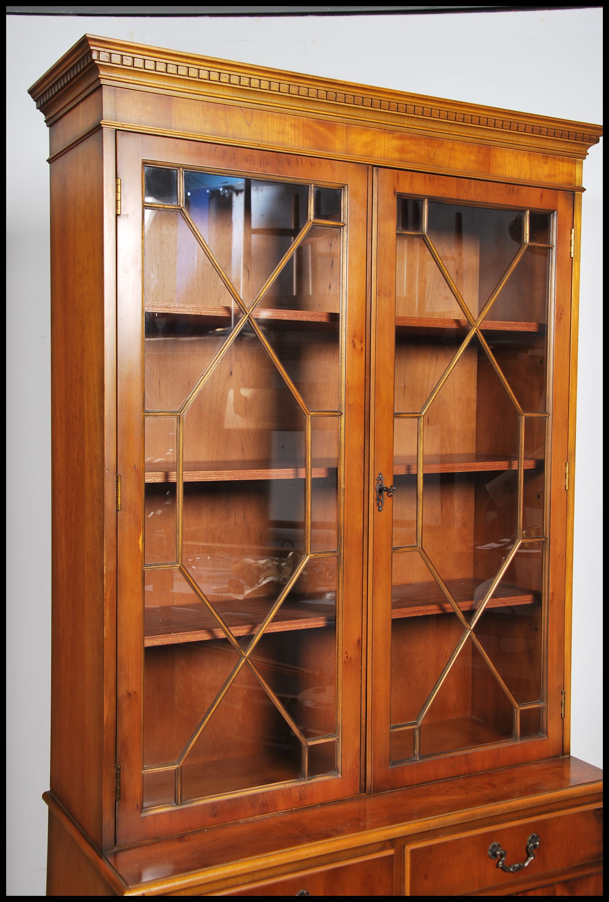 A Regency style yew wood veneer library bookcase c - Image 3 of 5