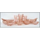 A 1930's extensive Art Deco peach glass dinner  /