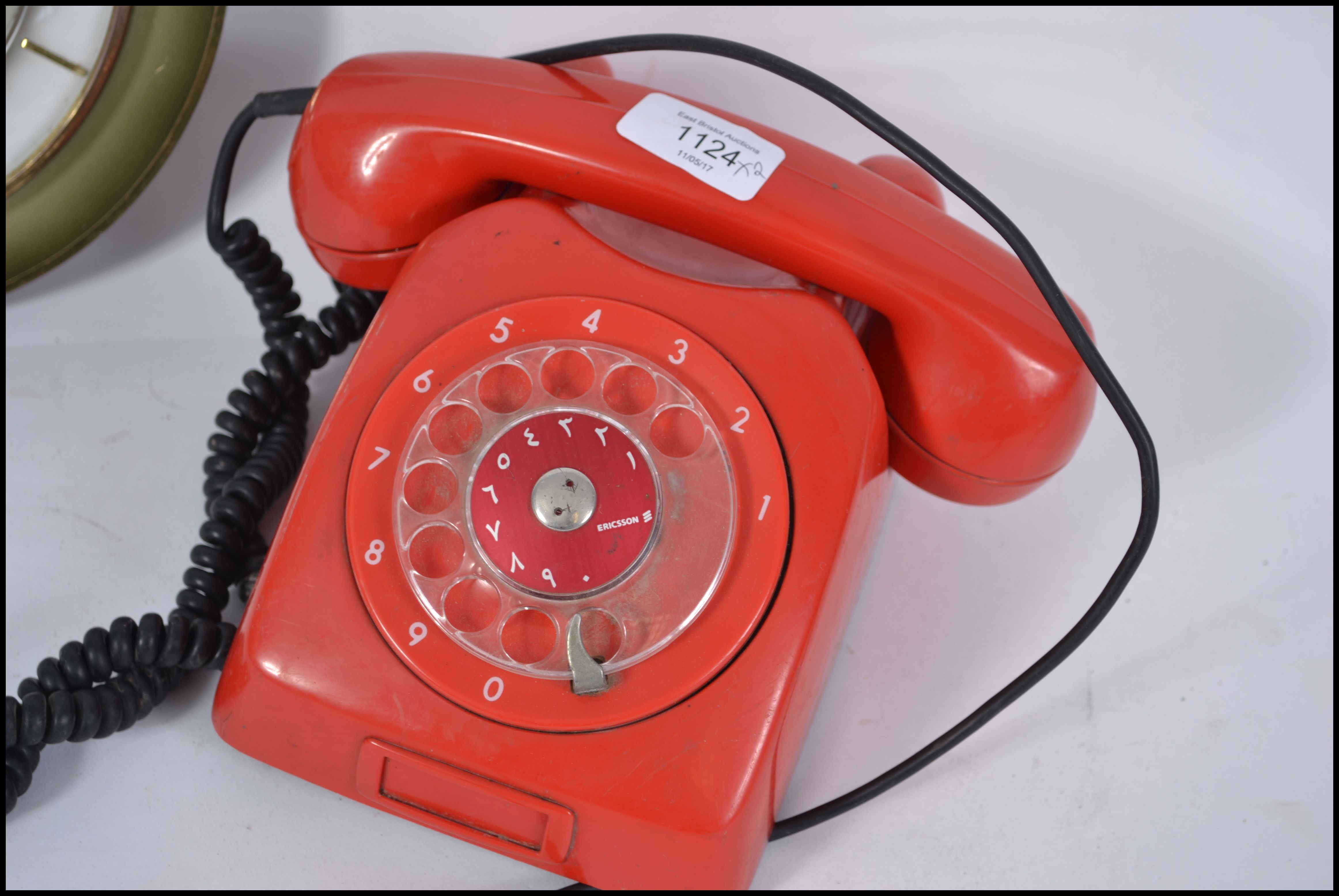A retro 20th century red ring dial telephone toget - Image 3 of 5