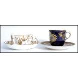A Meissen 19th century cobalt blue cup and saucer