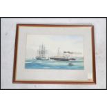 P. Whittock -  20th century a framed and glazed water colour painting of a liner crossing a path