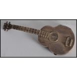 A silver 925 vesta case in the form of a guitar having hinged end. Stamped 925. Weight 21g / Size