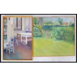 Two oil on canvas painting pictures by Jill Gallop, the first being titled ' The Art Room At St