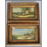 A pair of 20th century oil on board study painting's in the 18th century manner depicting a