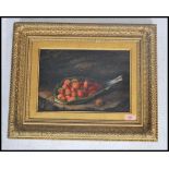 A 19th century oil on canvas painting - still life study having central lettuce leaf with