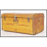 A stunning 19th century scrumble finish tin steamer trunk chest, brass lock to the front of the