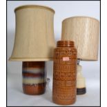 A 1970's retro large West German Fat Lava style ceramic table lamp of baluster form together with