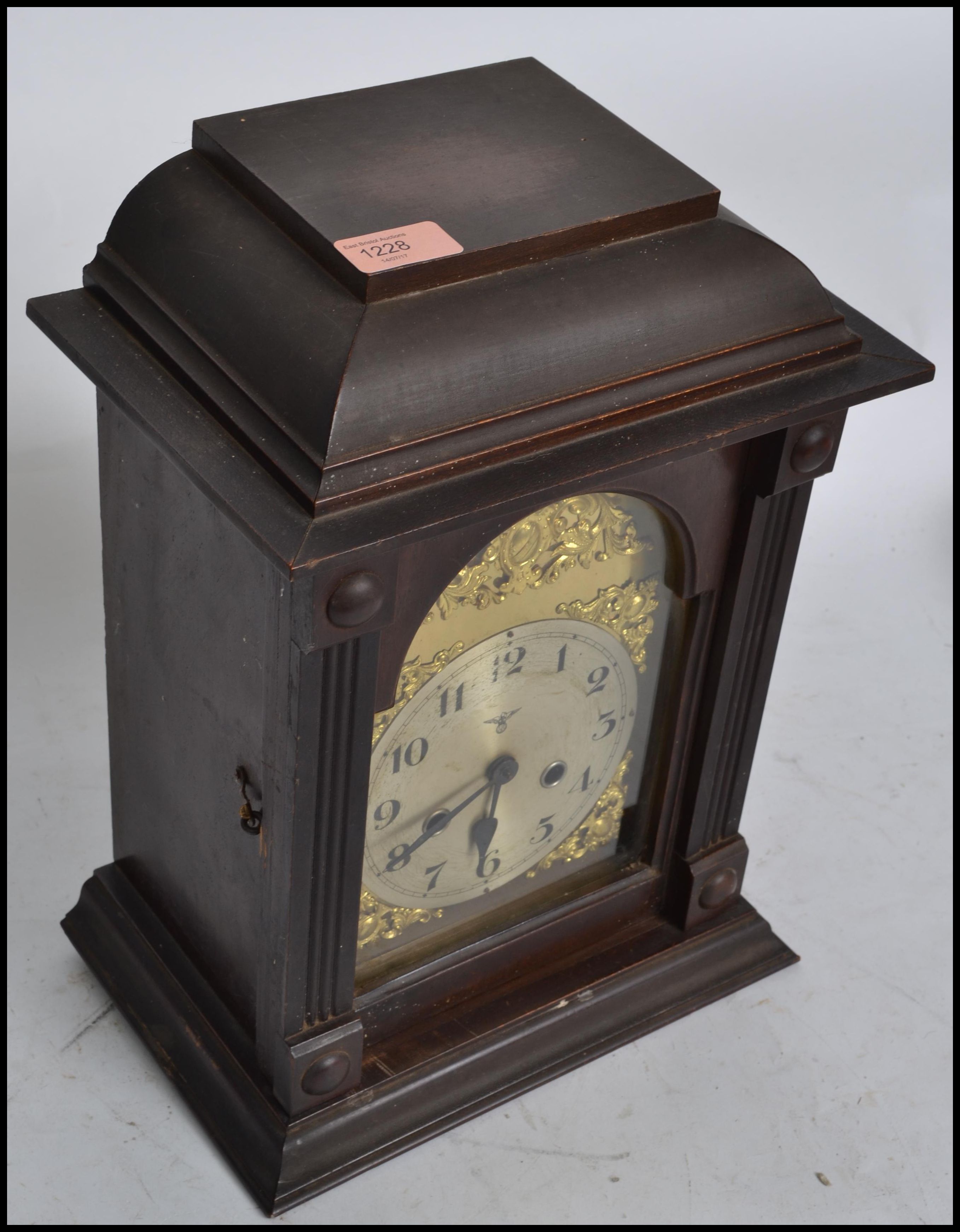 An early 20th century Edwardian English cased bracket clock having a German FMS 8 day movement - Image 3 of 7