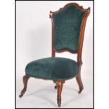 A good Victorian mahogany ladies armchair. Raised on cabriole reeded legs with a good deep turquoise