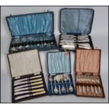 A collection of vintage 20th century cased silver plated  flatware to include desert cutlery, fish