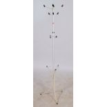 A vintage 20th century retro sputnik / atomic hat / coat stand of ebonised metal form with white