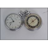Two vintage 20th century Ingersoll pocket watches one having Arabic numerals with faceted hands