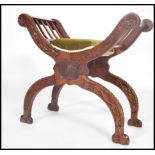 A vintage early 20th century Edwardian WW1 Italian X shaped Savaronola / Glastonbury throne chair