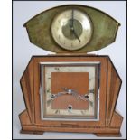A vintage 20th century Art Deco mantel clock together with a retro faux onyx mantel clock.