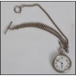 A silver hallmarked fob watch chain, each link having it's own mark together with a silver white