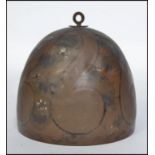 An unusual 19th century Chinese / Tibetan temple bell with stencil decoration and brass clapper to