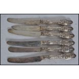 A set of 6 Edwardian silver hallmarked knives by William Yates, Sheffield. Date letter p for 1907.