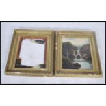 2 large 19th century gilt rococo cushion style picture frames. Of wooden construction having one