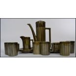 A retro 20th century vintage 6 person coffee service by Ellcreave Tiko in green consisting of 6 cups