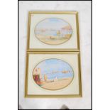 A pair of gilt framed and glazed  watercolour paintings of North African / Arabic coastal scenes