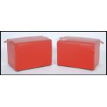 A pair of vintage ecclesiastical church kneelers / prayer pads of red vinyl construction having