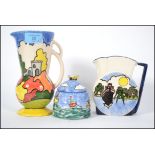 A group of Vicary Ware ceramics to include a Jug in the Ulverscroft pattern a honey pot in the St