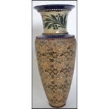 A Royal Doulton Slaters Patent blue glaze vase of tapering form with impressed marks to the base.