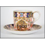 A 19th century Royal Crown Derby cup and saucer in the 198 Imari pattern bearing Osmaton Derby Crown