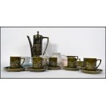 A vintage Portmeirion coffee service comprising cups, saucers, teapot etc together with a Poole