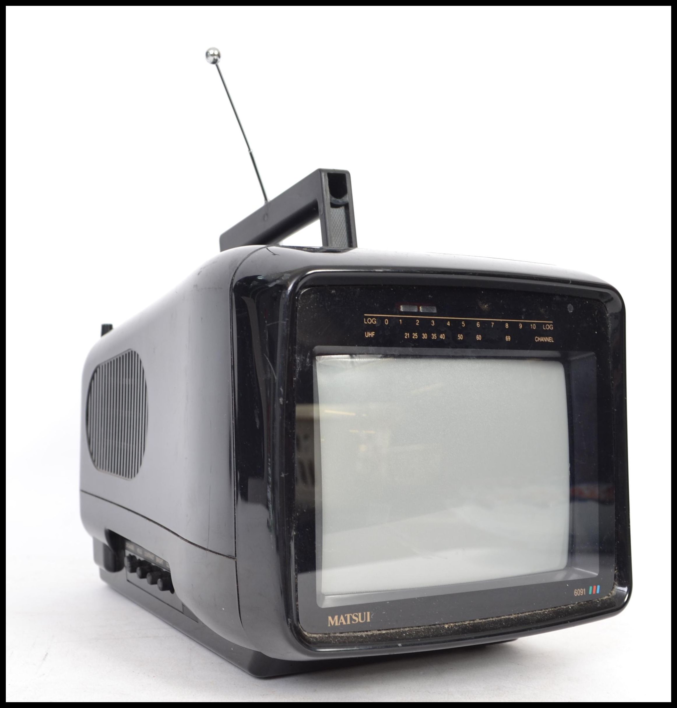 A vintage retro 1980s Matsui portable TV model 609