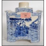 A 19th century Chinese blue and white tea caddy (