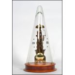 A Franz Hermle skeleton clock 791-081 having a pointed conical glass dome with painted numerals