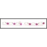 A pair of silver opal and garnet drop earrings, th