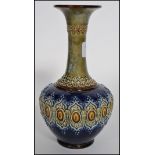 A 19th century Doulton Lambeth stoneware baluster vase having a waisted neck with flared rim, blue