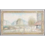 A 20th century oil on canvas painting of a street scene - Parisian set within frame in the manner of