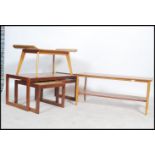 A 1960's retro teak wood and tile top nest of tables by Englander together with a retro 1970's