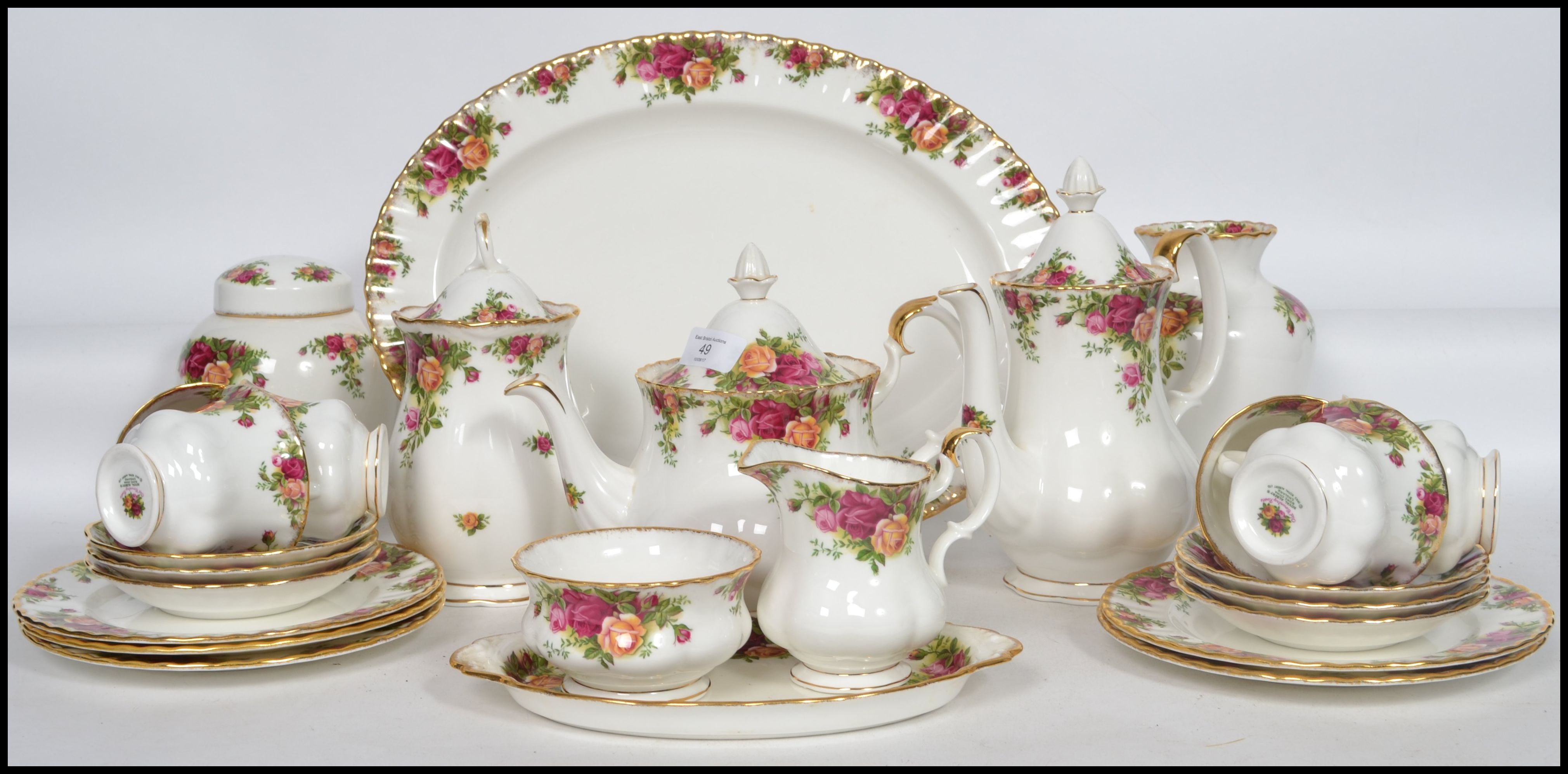 A vintage 20th century Royal Albert Old Country Roses part tea and dinner service consisting of