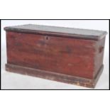 A 19th century pine toolbox / blanket box having a