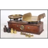 A good 19th century large set of Italian Industrial shop pharmacy scales with brass pans and