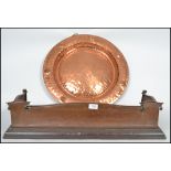 A Victorian copper Arts & Crafts bedroom fire kerb fender of small form with terraced base