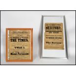 Local Interest: Two 19th century Victorian playbills being framed and glazed from the Theatre