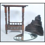 A Victorian oak centre table having a panel top raised on block and turn legs united at lower tier